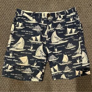 J.Crew Sailboat Shorts Men’s Size 31 Inseam 9” Navy Blue Cream Summer Resort Vac